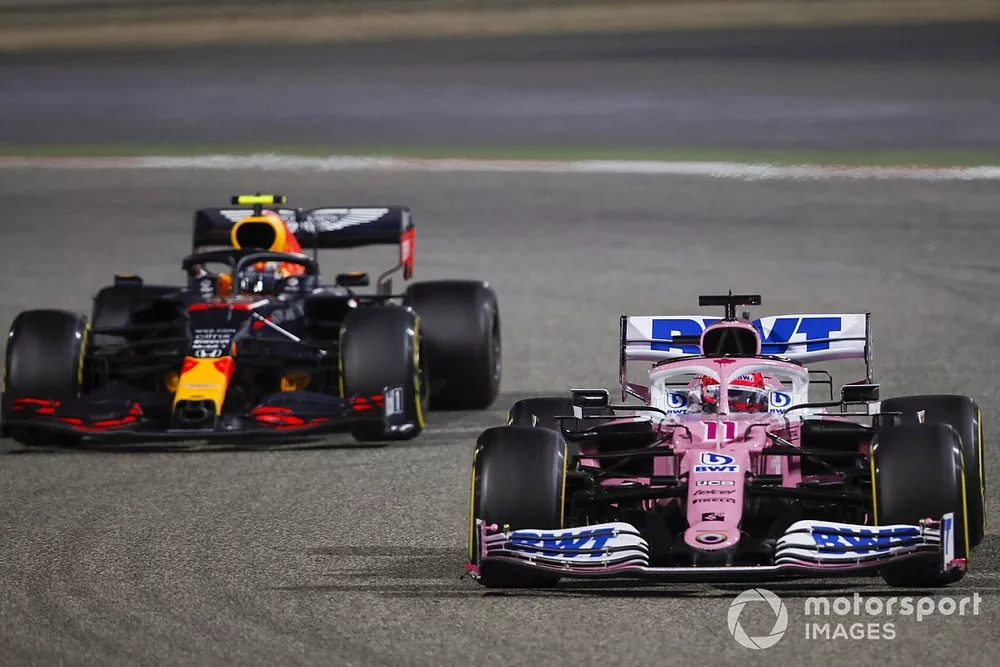 Sergio P&eacute;rez, Racing Point RP20, Alex Albon, Red Bull Racing RB16