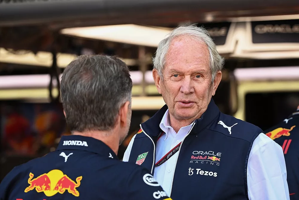 Christian Horner, director de equipo de Red Bull Racing, Helmut Marko, asesor de Red Bull Racing