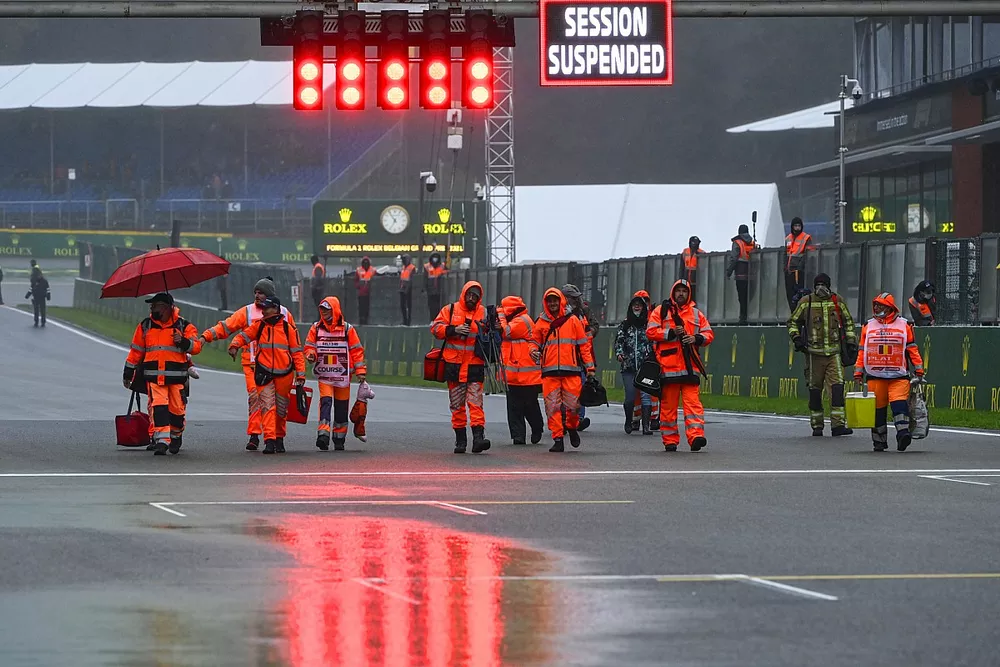 Marshals on the circuit after the race