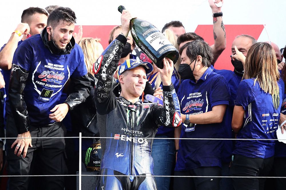 World Champion Fabio Quartararo, Yamaha Factory Racing celebrates with his team