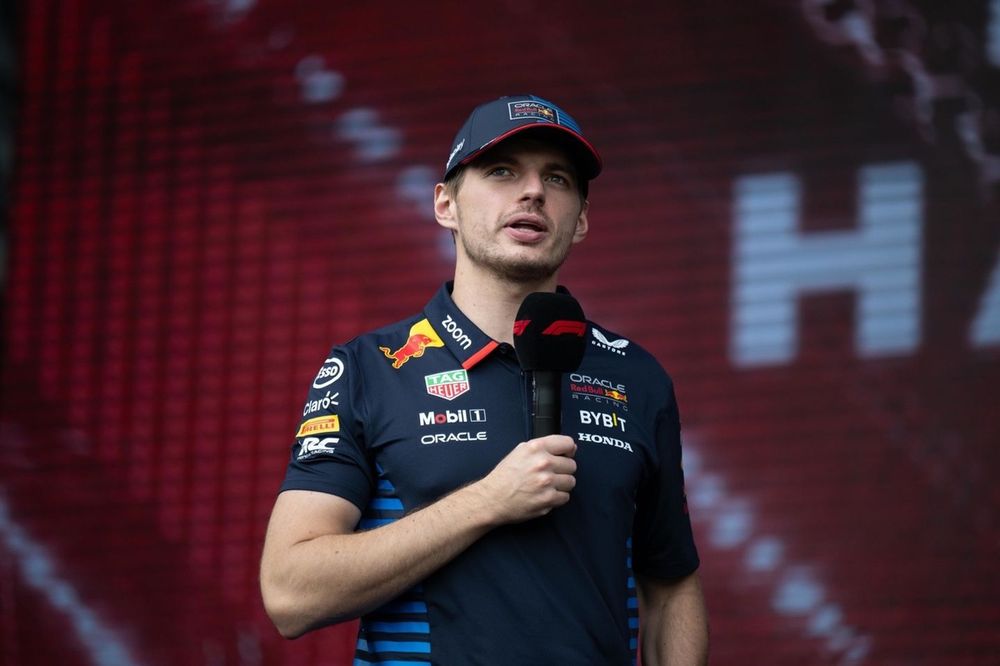 Max Verstappen, Red Bull Racing,  on stage in the fan zone