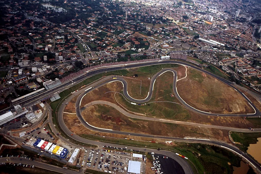An aerial view of the Autodromo Carlos Pace at Interlagos