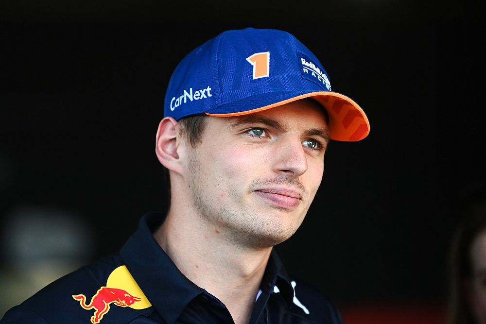 Max Verstappen, Red Bull Racing, speaks to the media