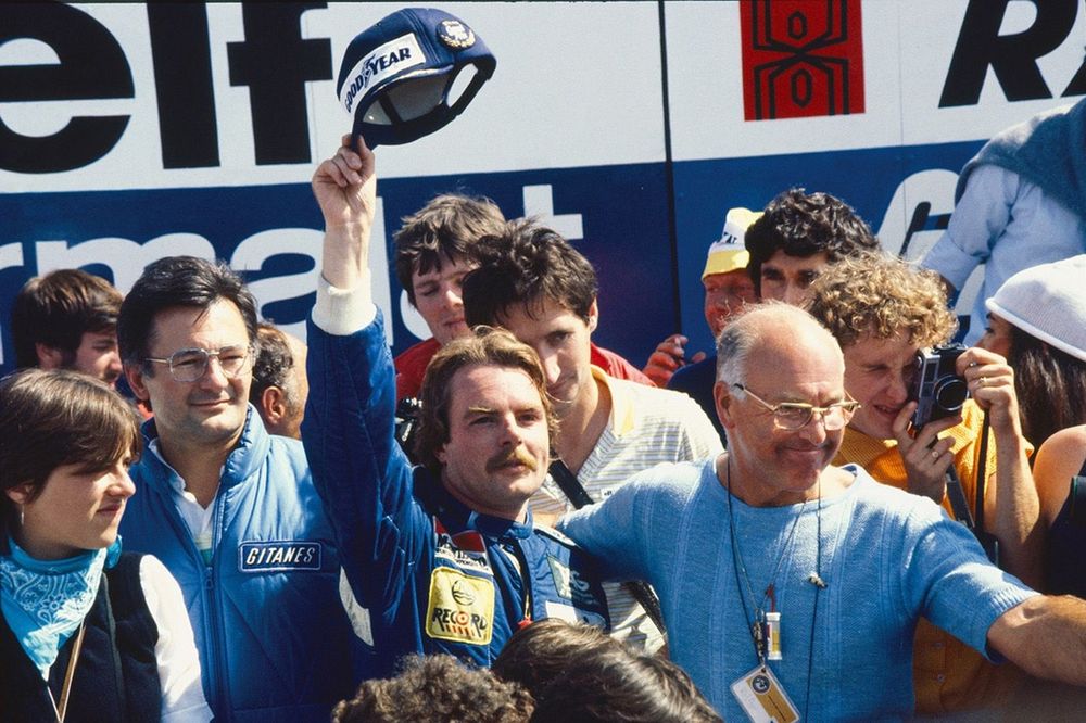 Podium: Race winner Keke Rosberg, Williams