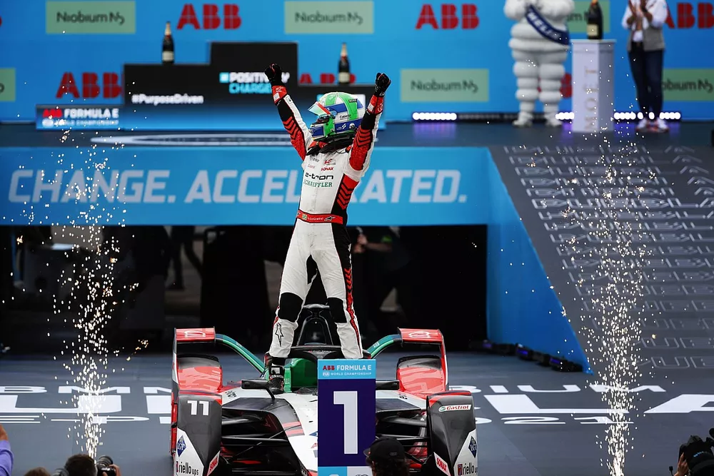 Lucas Di Grassi, Audi Sport ABT Schaeffler, first position, celebrates victory