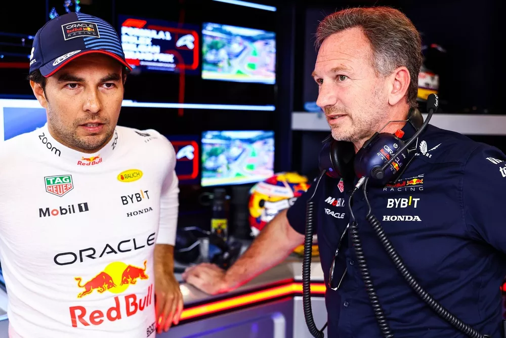Sergio Perez, Red Bull Racing, Christian Horner, teambaas, Red Bull Racing