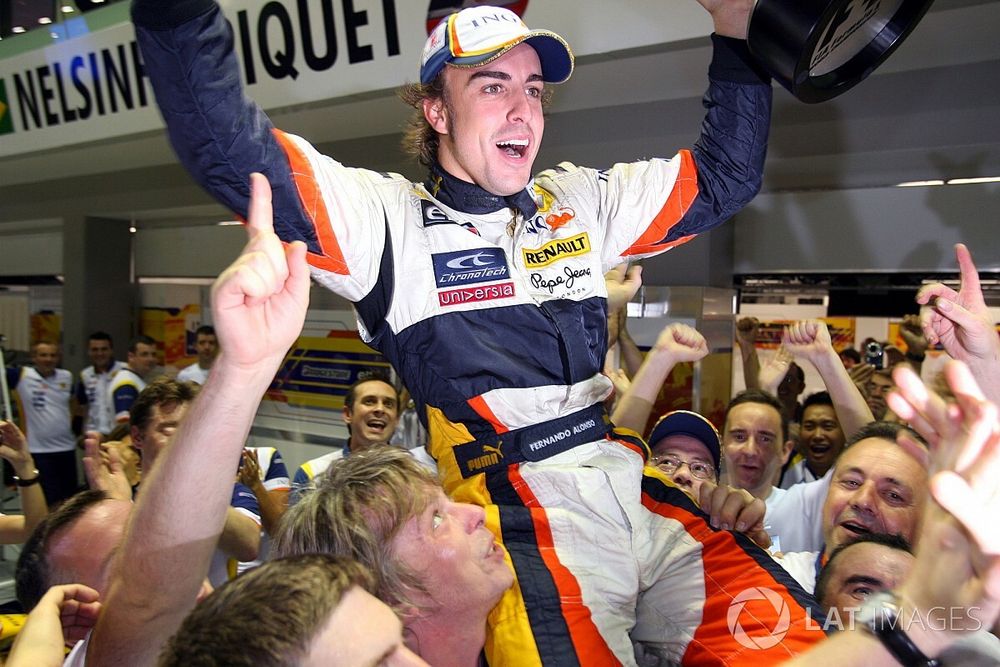 Fernando Alonso, Renault F1 Team celebra su victoria