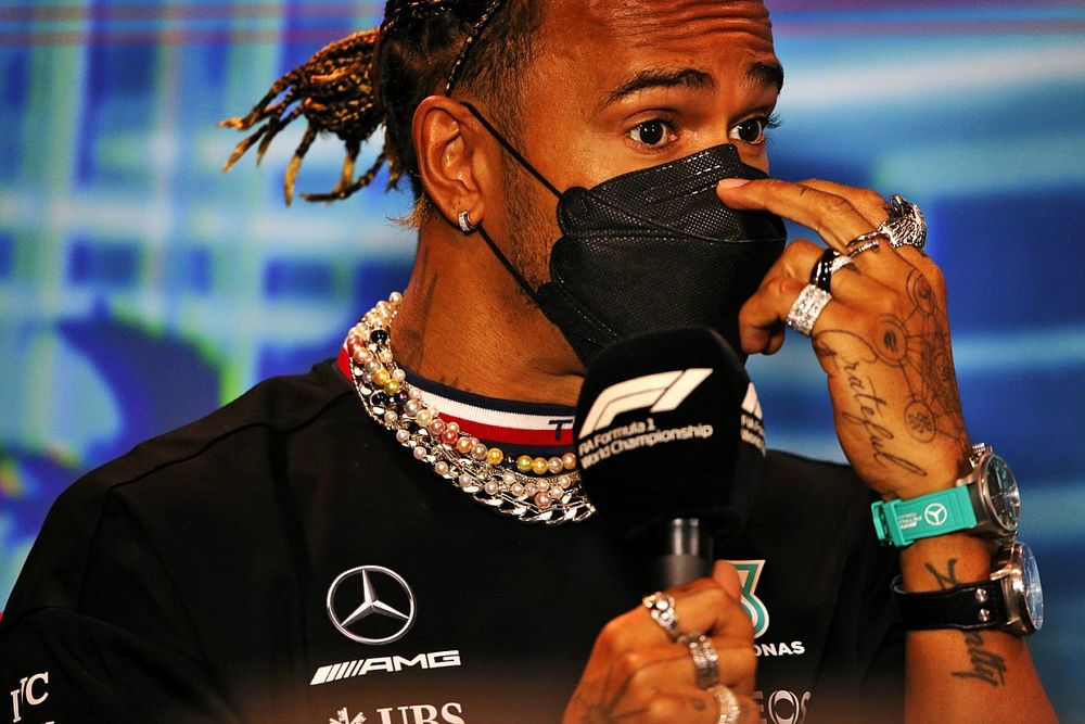 Lewis Hamilton, Mercedes-AMG, in the drivers Press Conference
