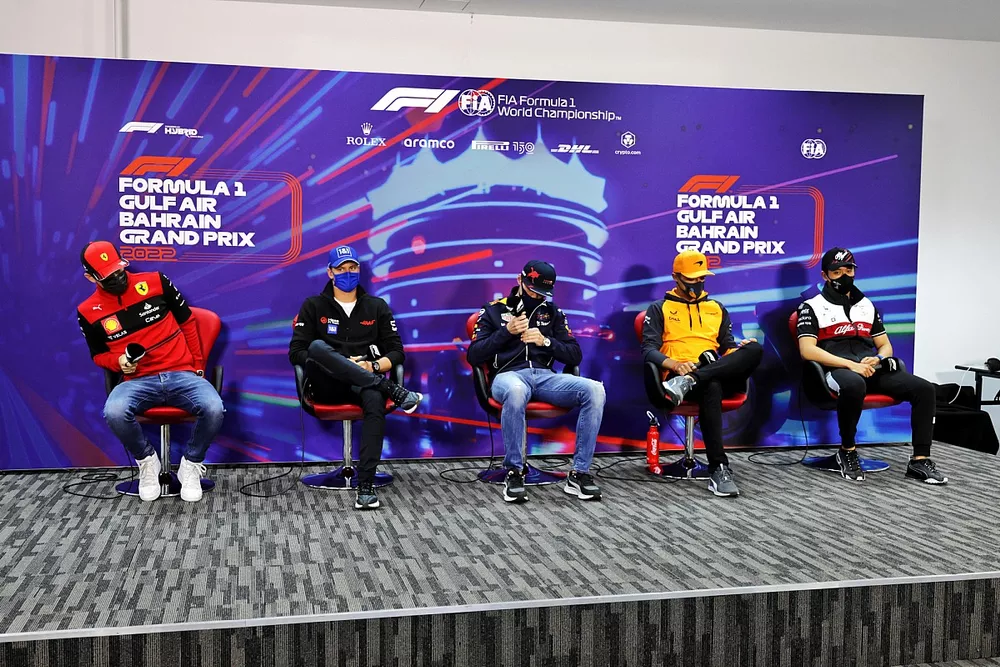 Charles Leclerc, Ferrari, Mick Schumacher, Haas F1 Team, Max Verstappen, Red Bull Racing, Lando Norris, McLaren, Guanyu Zhou, Alfa Romeo F1 Team, in the Press Conference 