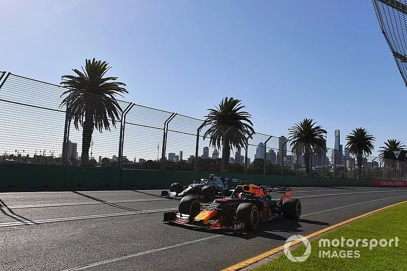 Max Verstappen, Red Bull Racing RB15, leads Valtteri Bottas, Mercedes AMG W10
