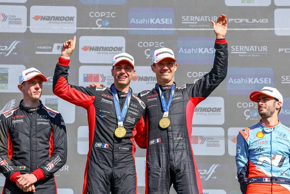 Podium: Winners S&eacute;bastien Ogier, Vincent Landais, Toyota Gazoo Racing WRT Toyota GR Yaris Rally1