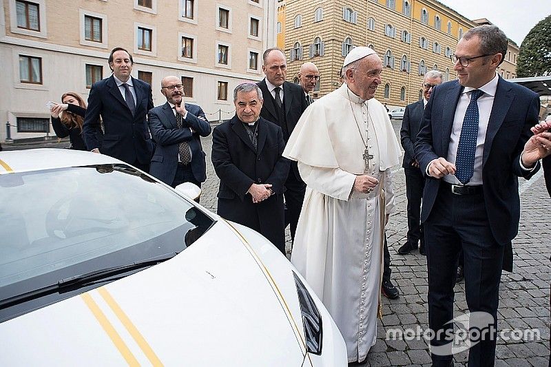 Pope Francis with Stefano Domenicali, Lamborghini CEO