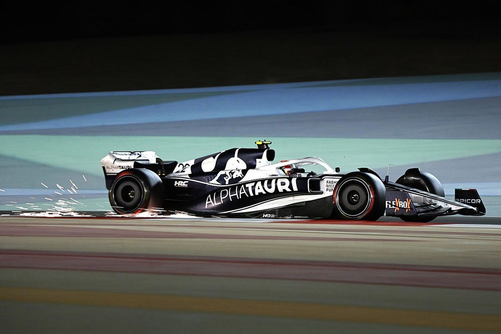 Pierre Gasly, AlphaTauri AT03, kicks up sparks