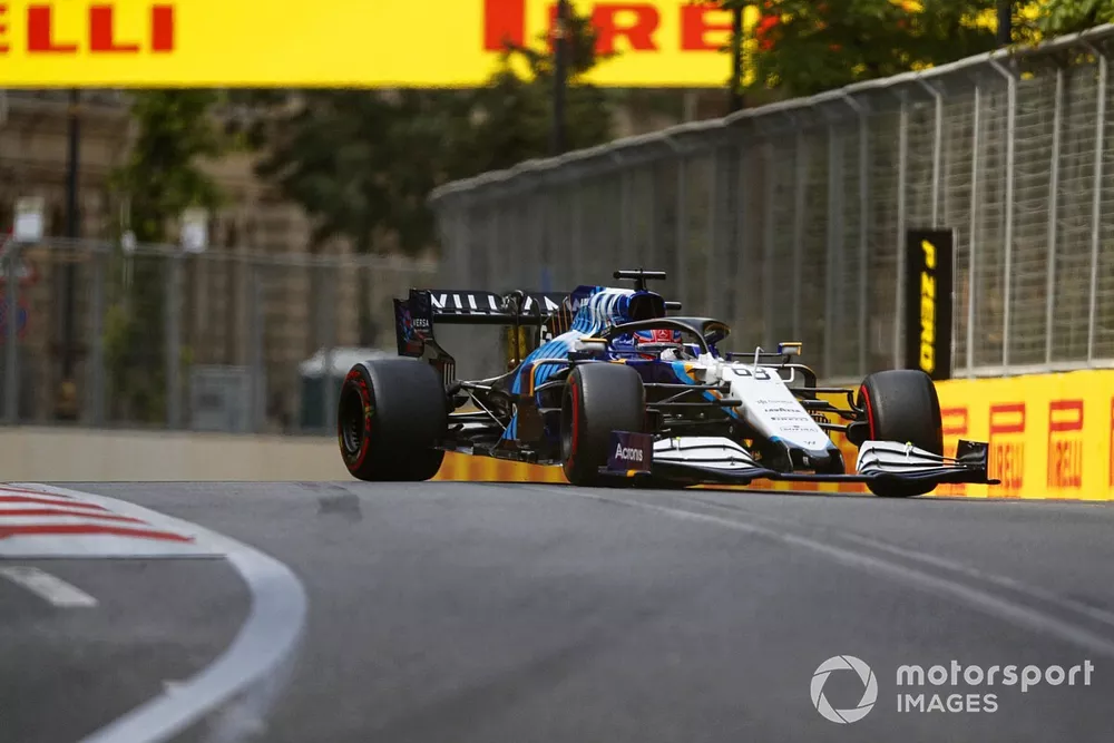 George Russell, Williams FW43B, heads to the grid