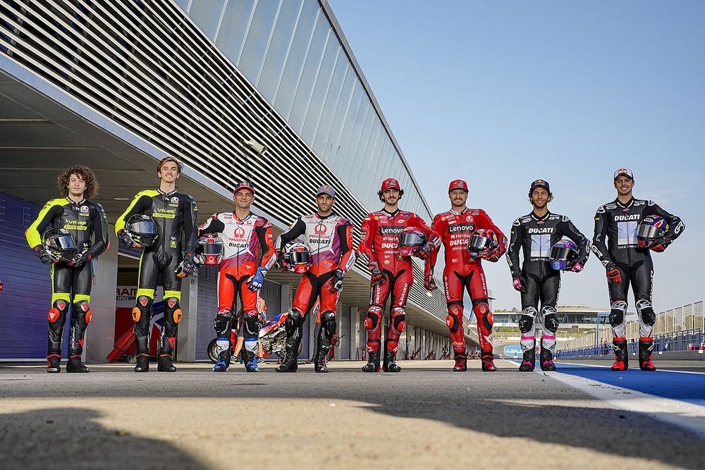 Marco Bezzecchi, VR46 Racing Team, Luca Marini, VR46 Racing Team, Jorge Martin, Pramac Racing, Johann Zarco, Pramac Racing, Francesco Bagnaia, Ducati Team, Jack Miller, Ducati Team, Enea Bastianini, Gresini Racing, Fabio Di Giannantonio, Gresini Racing