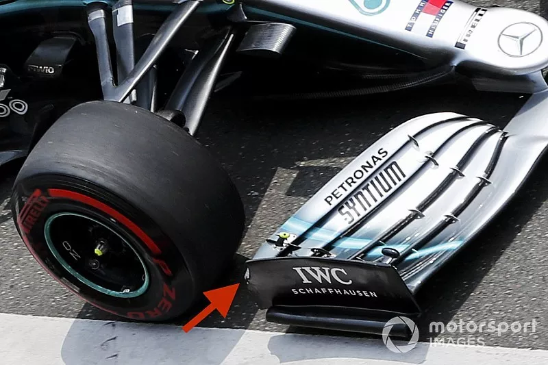 Mercedes AMG F1 W10 front wing detail
