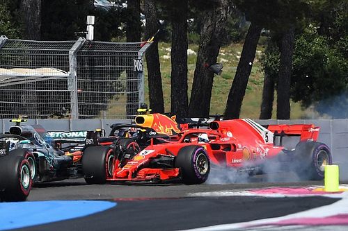 Vettel dice que se qued&oacute; sin espacio en el choque con Bottas