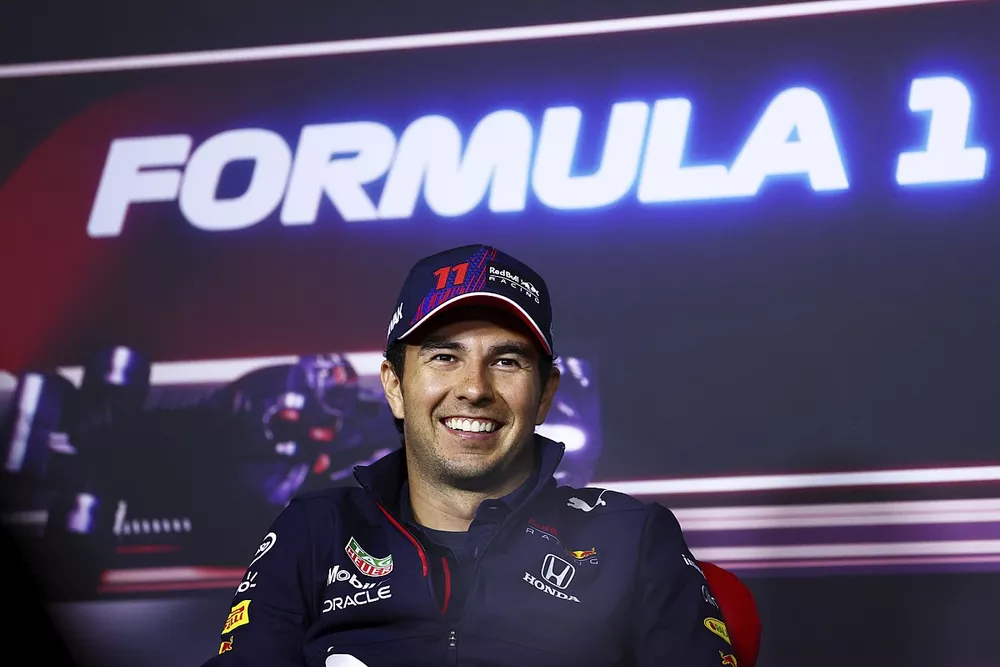 Sergio P&eacute;rez, Red Bull Racing durante la conferencia de prensa
