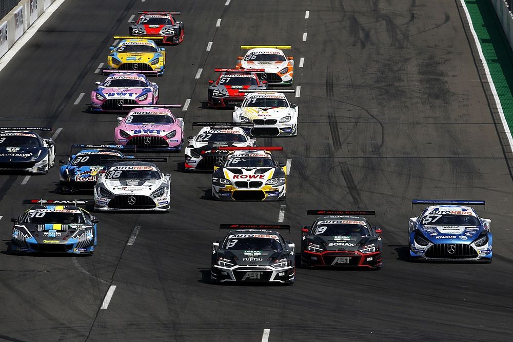 ReStart, Esteban Muth, T3-Motorsport Lamborghini Huracan Evo GT3, Kelvin van der Linde, Abt Sportsline Audi R8 LMS GT3, Mike Rockenfeller, Abt Sportsline Audi R8 LMS GT3, Philip Ellis, Mercedes AMG Team Winward Mercedes AMG GT3