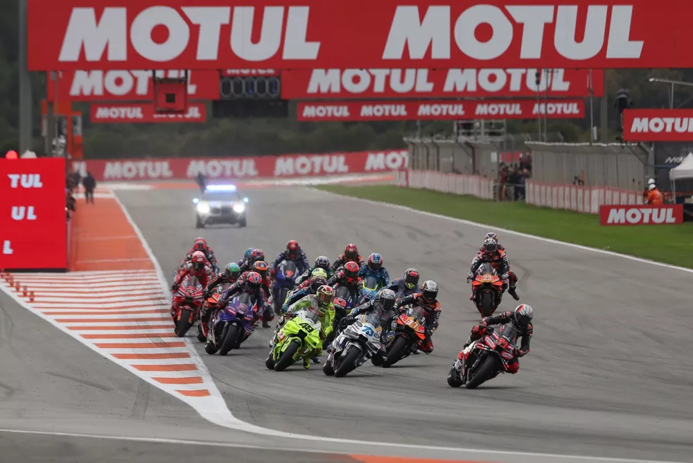 The race start during the MotoGP of Valencia
