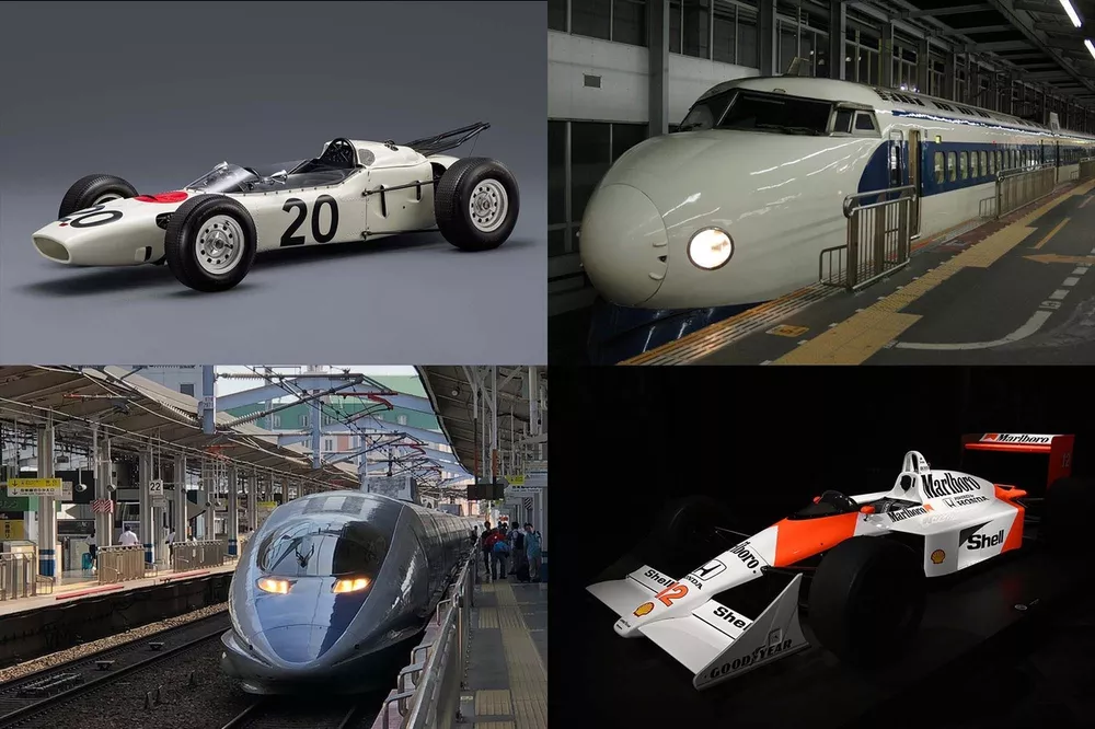 ホンダF1マシンと新幹線車両