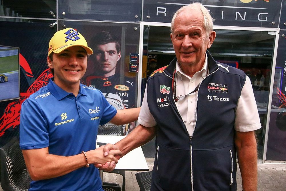 Enzo Fittipaldi y Helmut Marko, asesor de Red Bull Racing 
