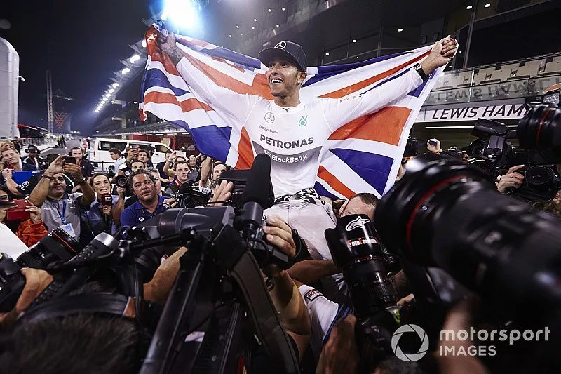 Lewis Hamilton, Mercedes AMG, celebrates championship victory