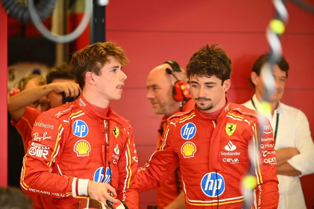 Arthur Leclerc, Scuderia Ferrari, Charles Leclerc, Scuderia Ferrari, in the garage