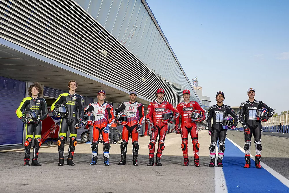 Marco Bezzecchi, VR46 Racing Team, Luca Marini, VR46 Racing Team, Jorge Martin, Pramac Racing, Johann Zarco, Pramac Racing, Francesco Bagnaia, Ducati Team, Jack Miller, Ducati Team, Enea Bastianini, Gresini Racing, Fabio Di Giannantonio, Gresini Racing