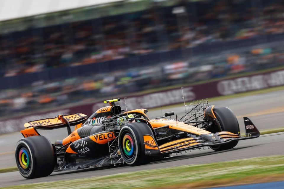Lando Norris, McLaren MCL38, with sensors attached