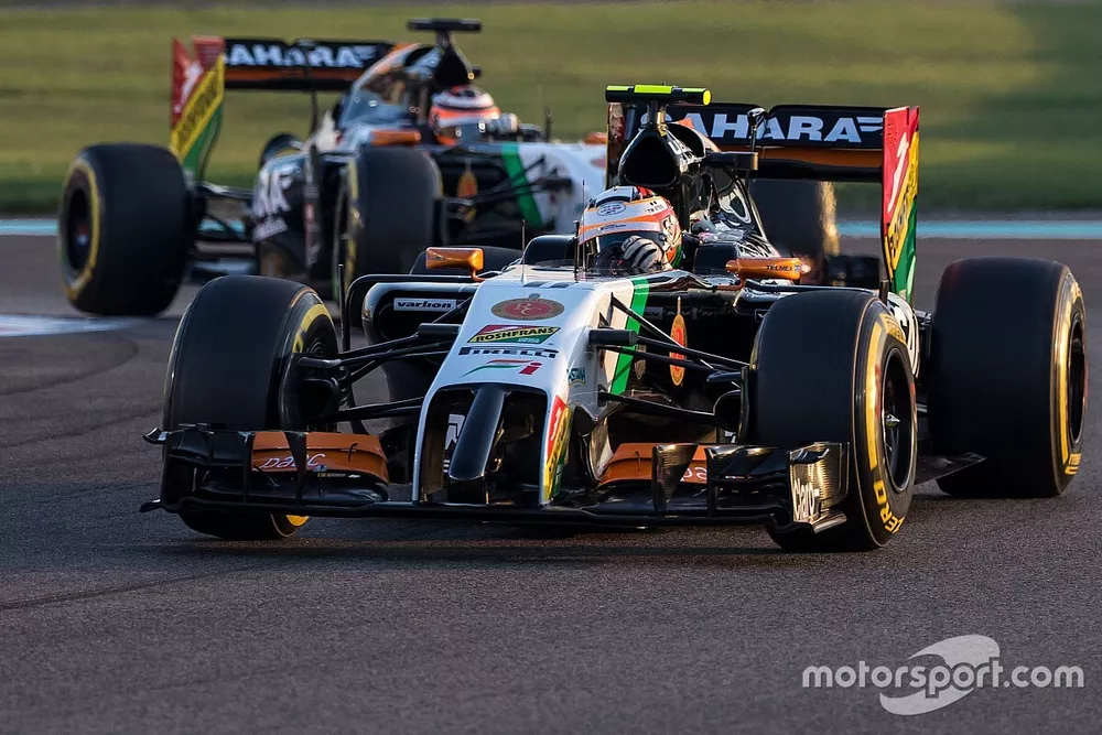 Sergio Perez, Sahara Force India F1 VJM07 leads team mate Nico Hulkenberg, Sahara Force India F1 VJM07