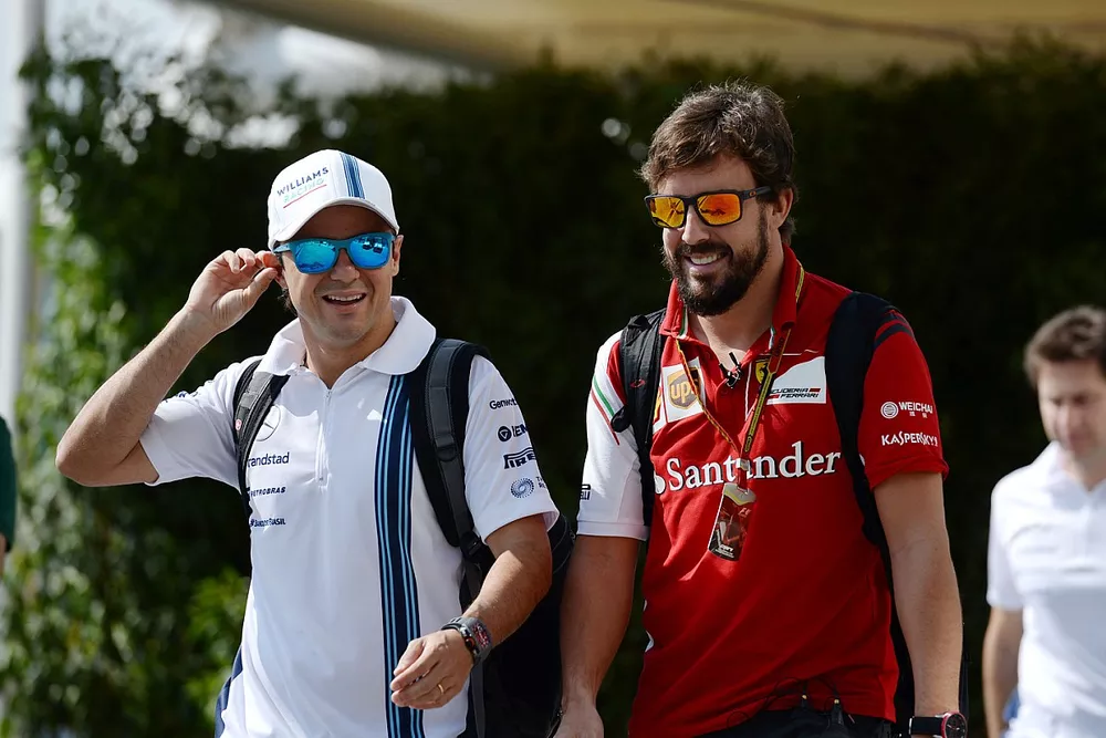 (I a D): Felipe Massa, Williams con Fernando Alonso, Ferrari
