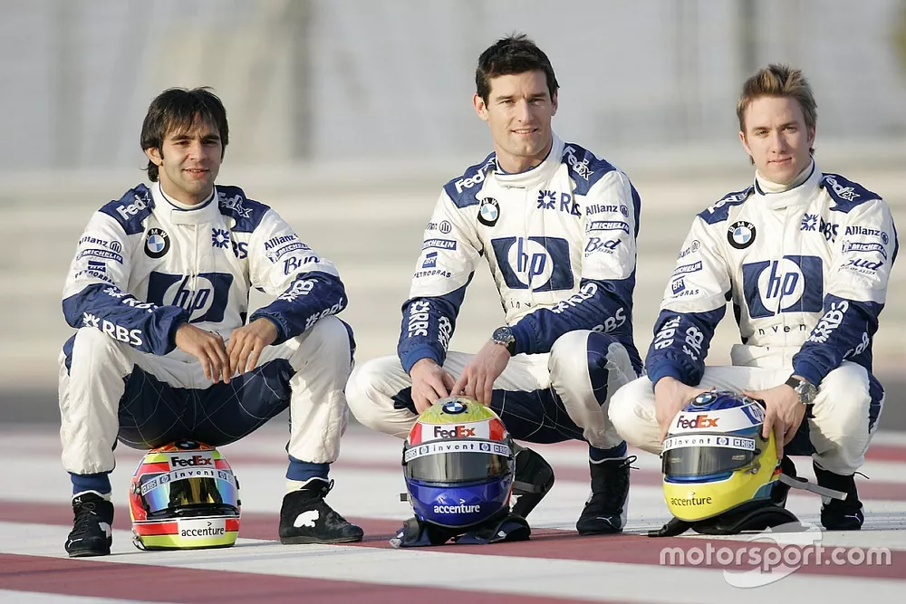 Les pilotes BMW WilliamsF1 Antonio Pizzonia, Mark Webber et Nick Heidfeld