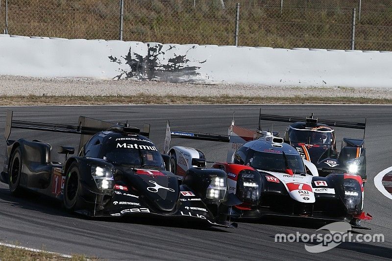 #1 Rebellion Racing Rebellion R13 - Gibson: Bruno Senna, Gustavo Menezes, Nathanael Berthon, Felipe Nasr, #7 Toyota Gazoo Racing Toyota TS050 - Hybrid: Mike Conway, Kamui Kobayashi, Jose Maria Lopez