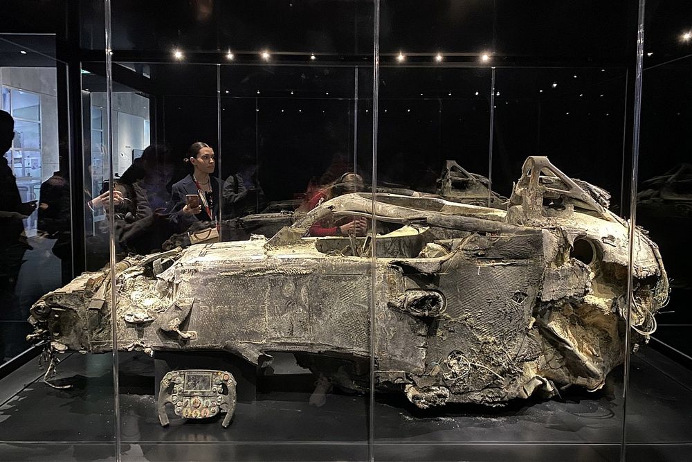 Chasis del accidente de Romain Grosjean, Haas, en Bahrein 2020