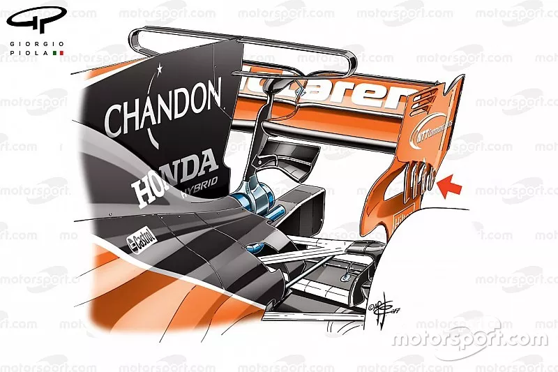 McLaren MCL32: T-Fl&uuml;gel und Heckfl&uuml;gel-Endplatte