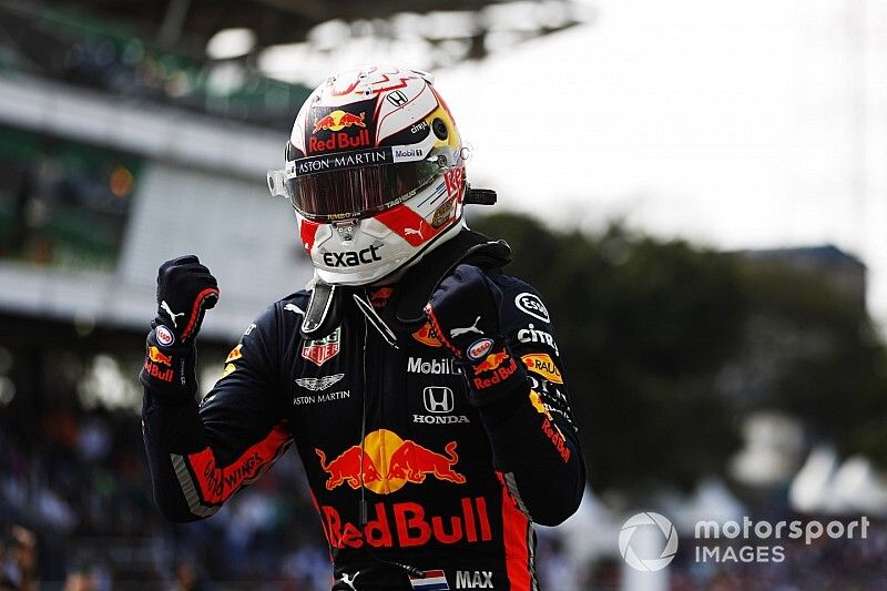 Race winner Max Verstappen, Red Bull Racing celebrates in Parc Ferme 