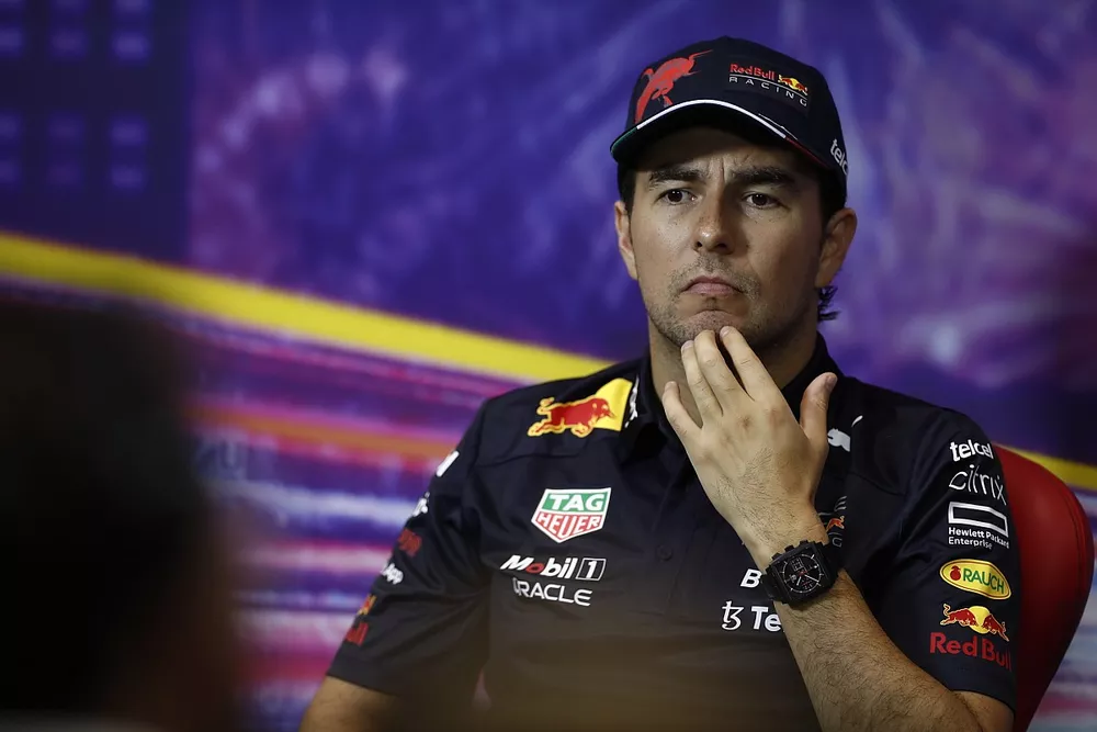 Sergio Perez, Red Bull Racing, in the post Qualifying Press Conference