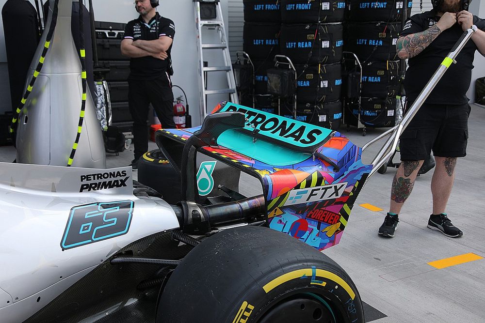 Detalle de la parte trasera del Mercedes W13