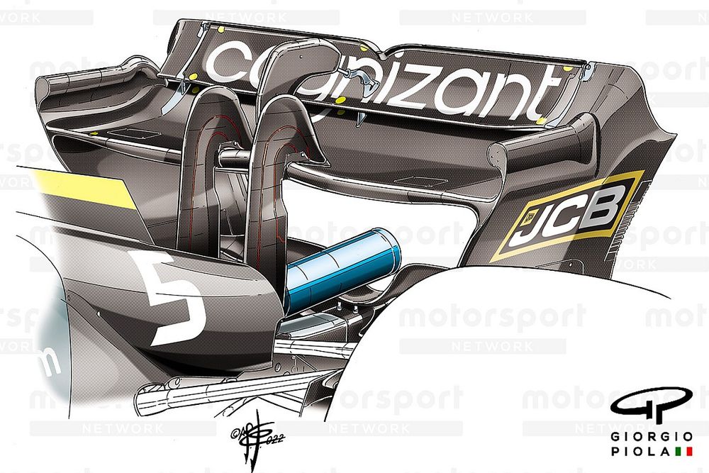 Aston Martin AMR22 rear wing detail