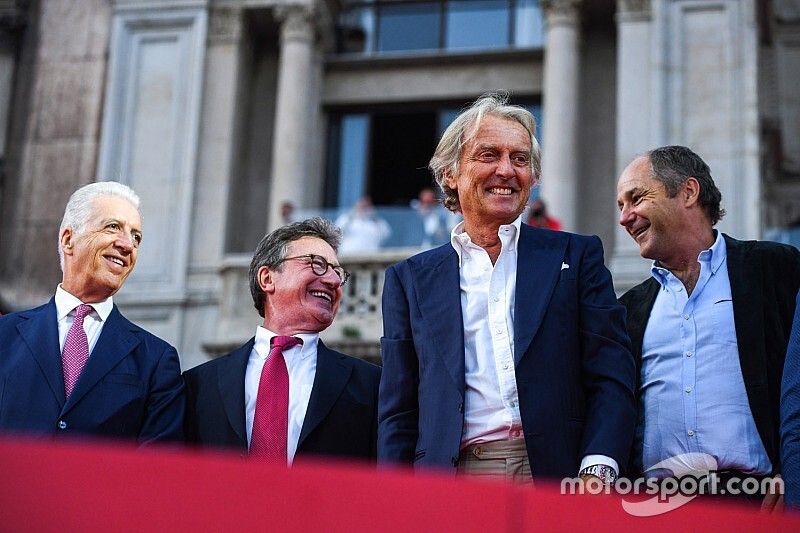 Piero Lardi Ferrari, Luca di Montezemolo, and Gerhard Berger