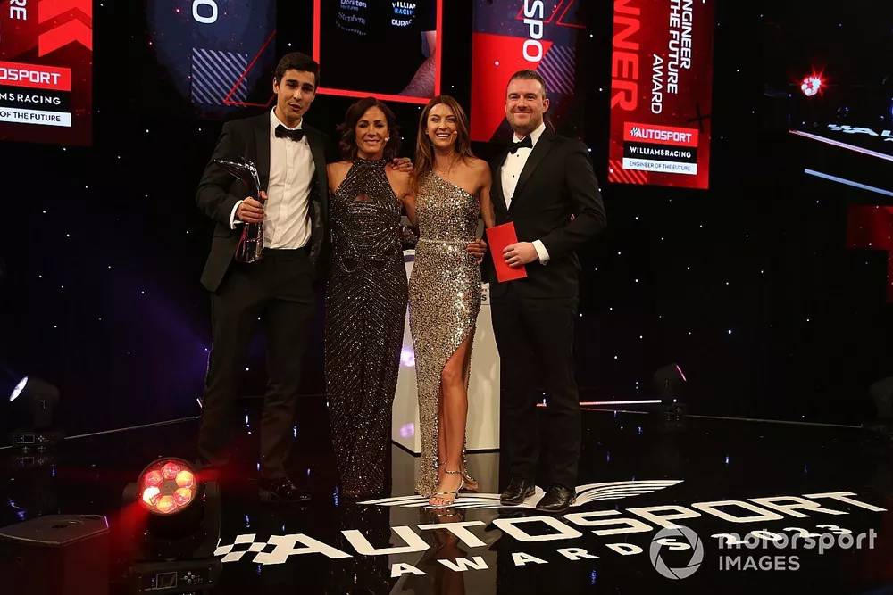David Crespo accepts the award for the Autosport Williams Engineer of the Future
