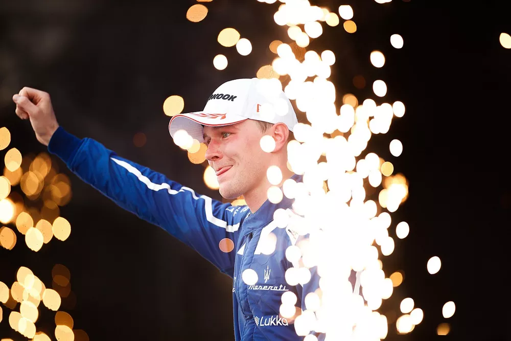 Maximilian Gunther, Maserati Racing, 3rd position, on the podium