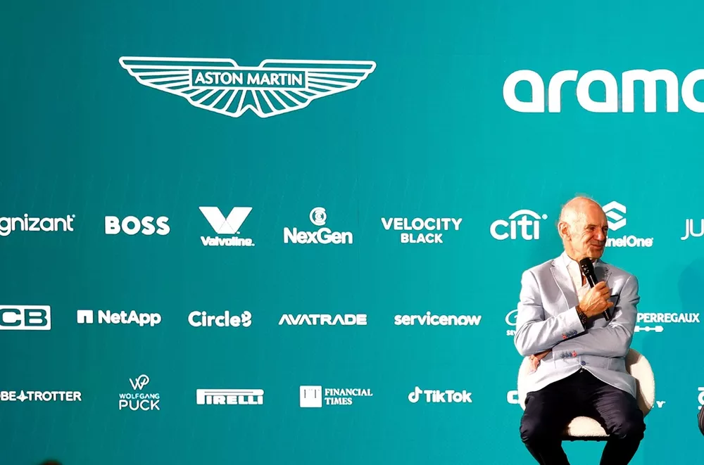 Adrian Newey, Managing Technical Partner, Aston Martin F1 Team and Lawrence Stroll, Owner, Aston Martin F1 Team onstage