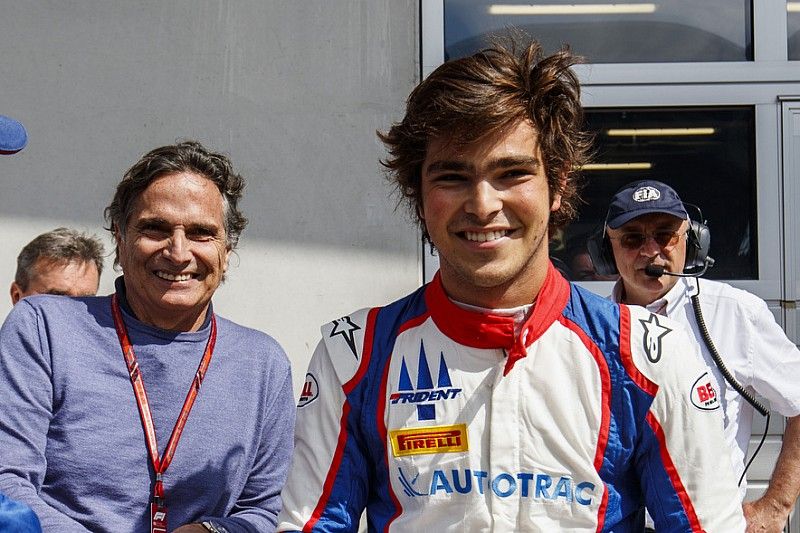 Second place Pedro Piquet, Trident, with father, Nelson Piquet.