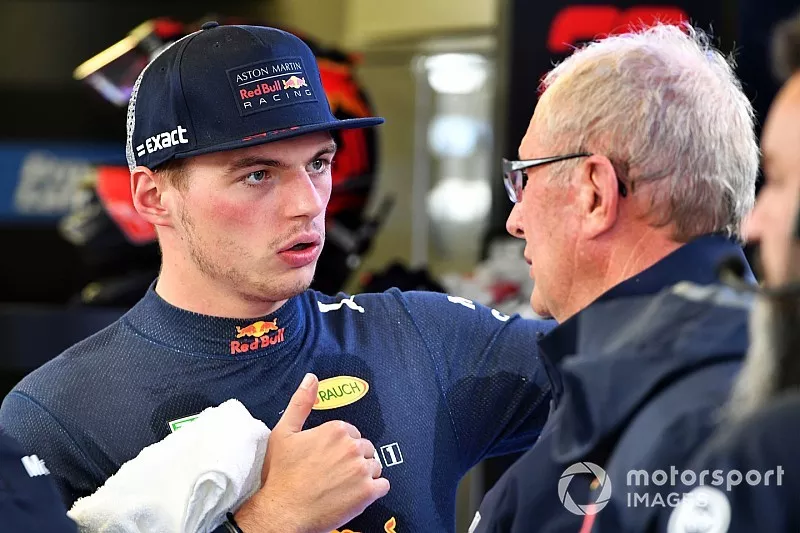 Max Verstappen, Red Bull Racing en Dr Helmut Marko, Red Bull Motorsport Consultant 