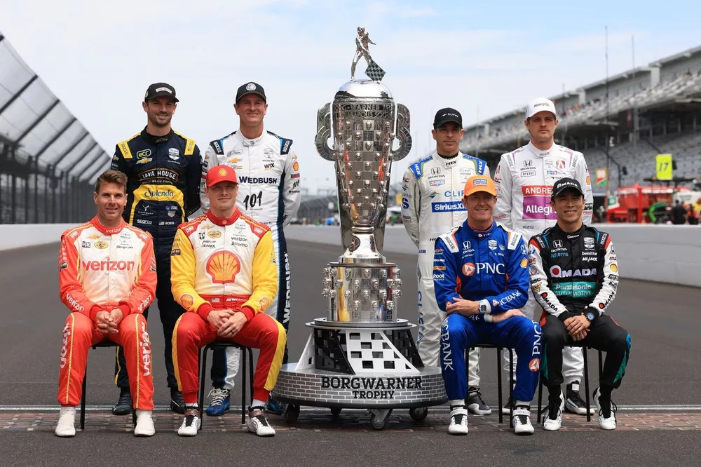 Past Indy 500 winner, Will Power, Team Penske, Josef Newgarden, Team Penske, Scott Dixon, Chip Ganassi Racing, Takuma Sato, Rahal Letterman Lanigan Racing, Alexander Rossi, Ed Carpenter Racing, Ryan Hunter-Reay, Dreyer & Reinbold Racing, Helio Castroneves, Meyer Shank Racing, Marcus Ericsson, Andretti Global