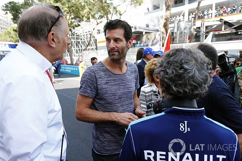 Mark Webber con Alain Prost sulla griglia di partenza