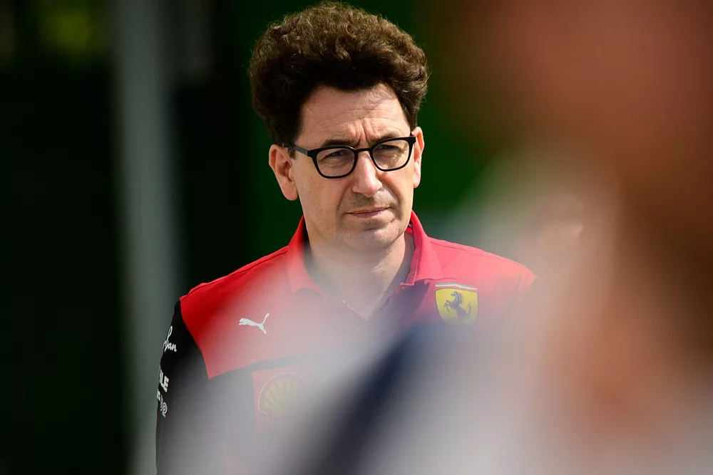 Mattia Binotto, team principal de Ferrari, en conf&eacute;rence de presse