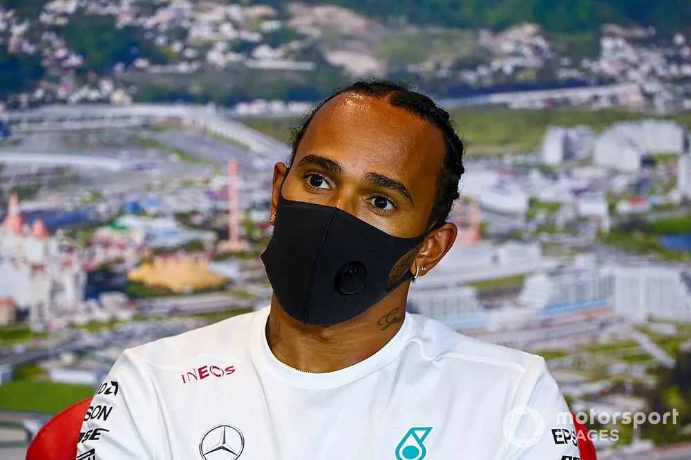 Lewis Hamilton, Mercedes-AMG F1, in the press conference